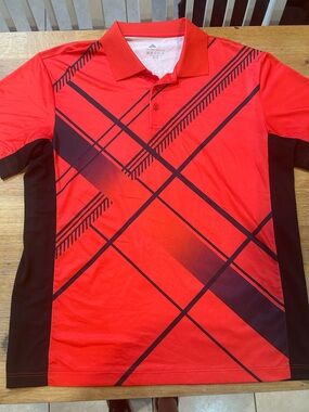 Hogan Red and Black Men's Polo Shirt with Geometric Stripe